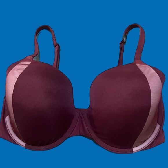 Victoria’s Secret Body Lined Perfect Coverage mesh bra burgundy 32DDD - Picture 4 of 4